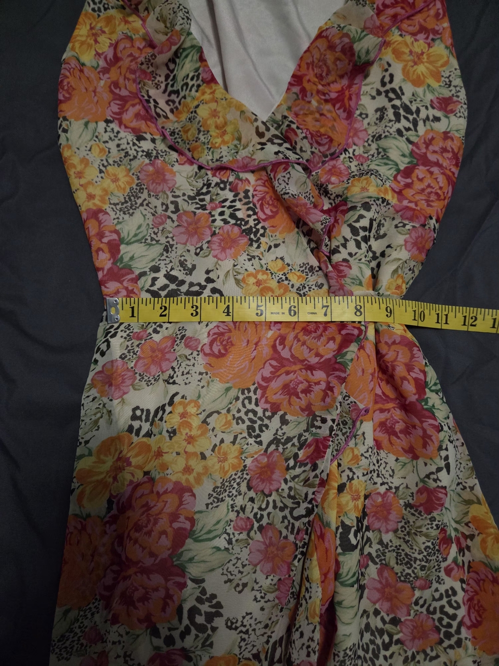 Guess Floral Ruffle High-Low Dress in Pink, Yellow, Cream - Picture 8 of 9